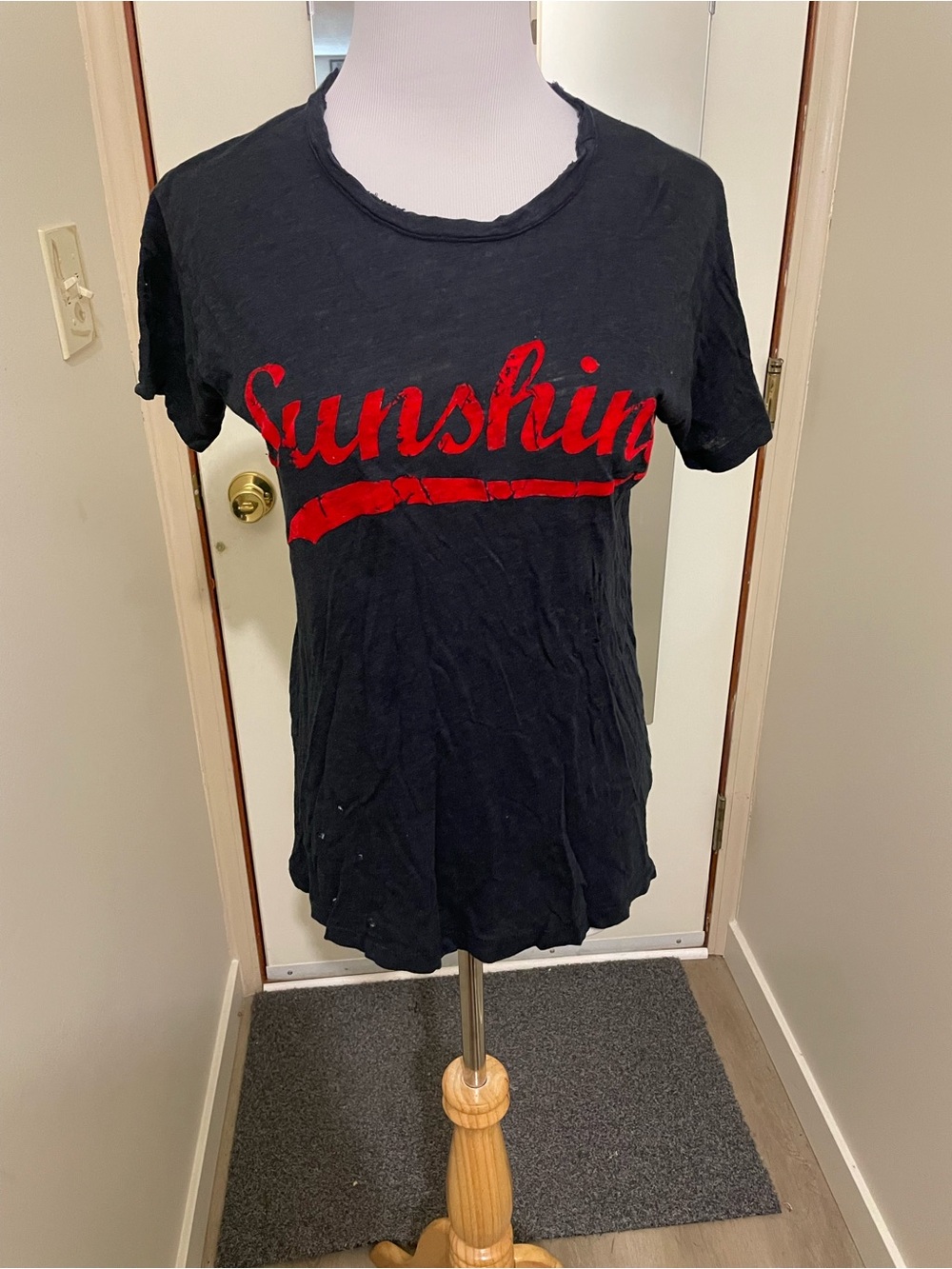 Zadig & Voltaire Black Tee with Red 'Sunshine' Script
